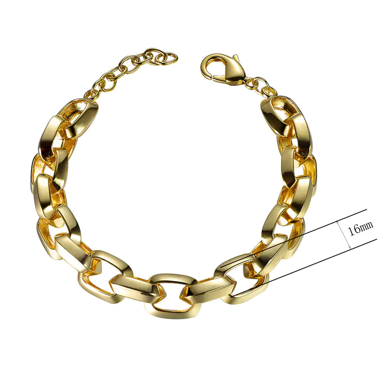 Wholesale Silver Thick Angular Link Adjustable Interlocking Bracelet
