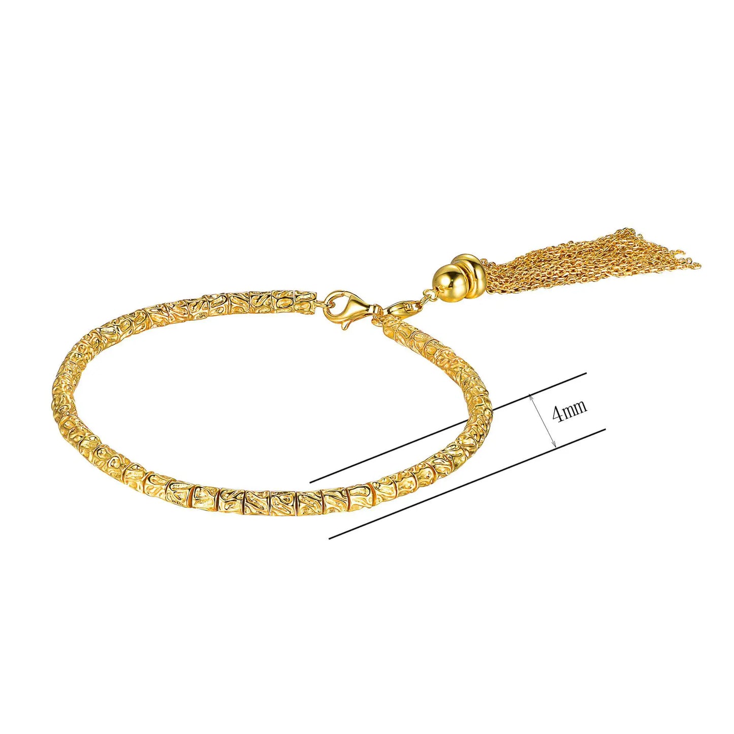 Wholesale Silver Twisted Adjustable Tassel Beaded Tennis Bracelet