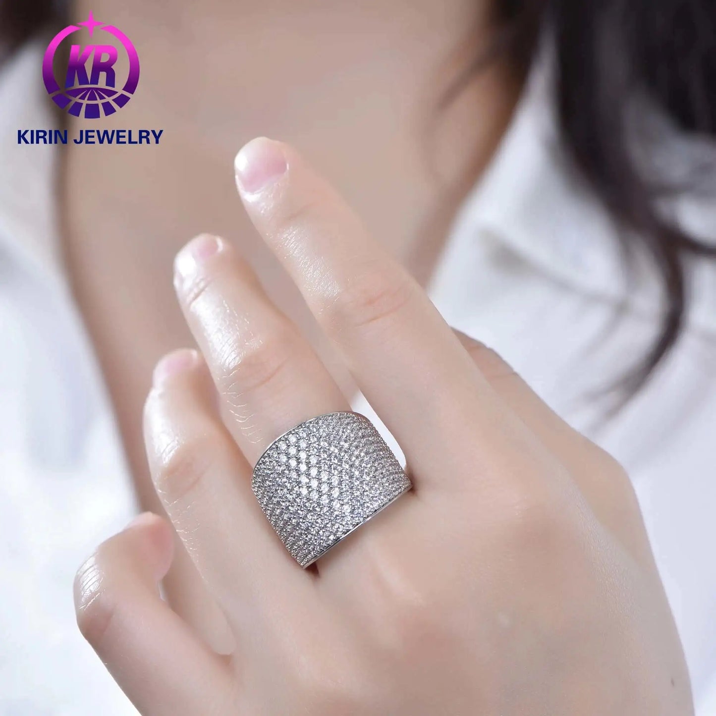Wholesale Simulated Diamond Full Eternity Cluster Engagement Ring for Women