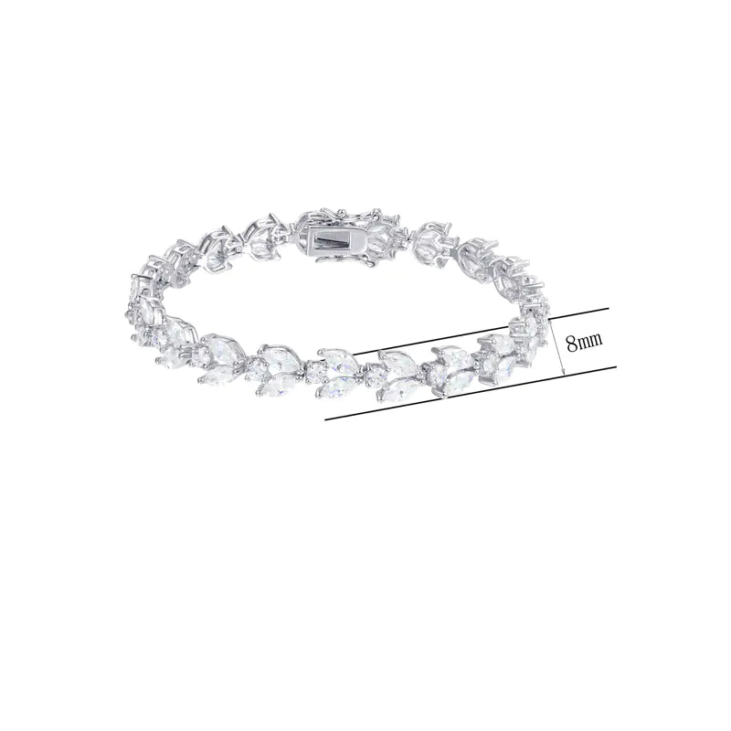 Wholesale Simulated Diamond Marquise Cut Leaf Tennis Bracelet
