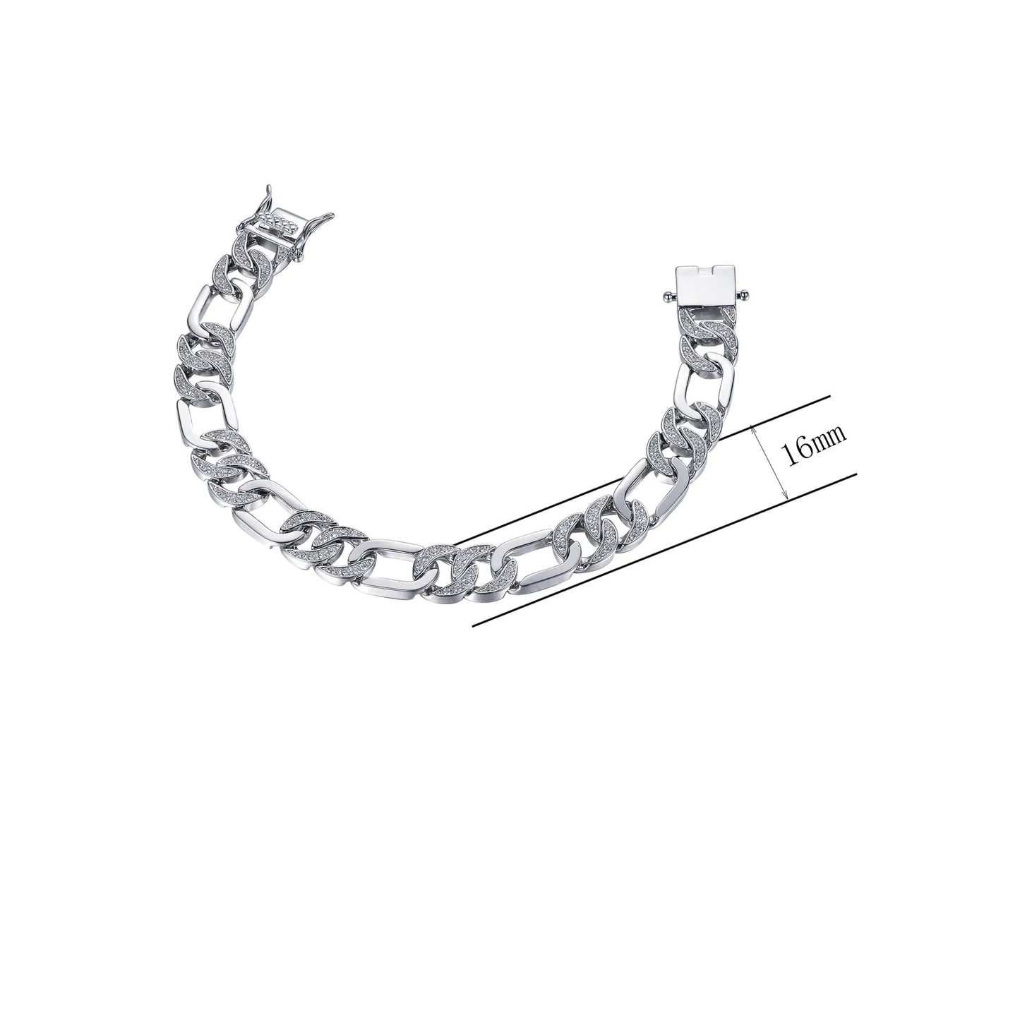 Wholesale Simulated Diamond Statement Figaro Link Bracelet