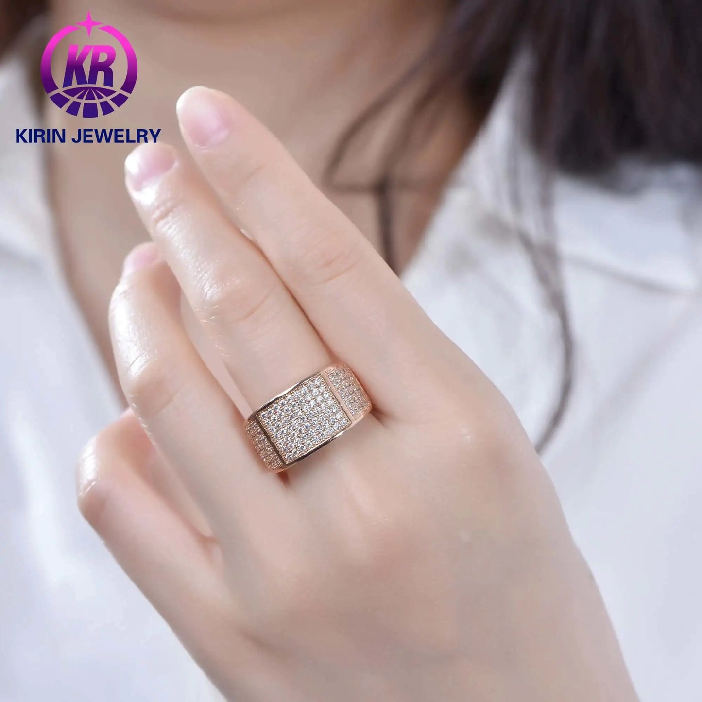 Wholesale Simulated Diamond Wide Cluster Engagement Rings for Women