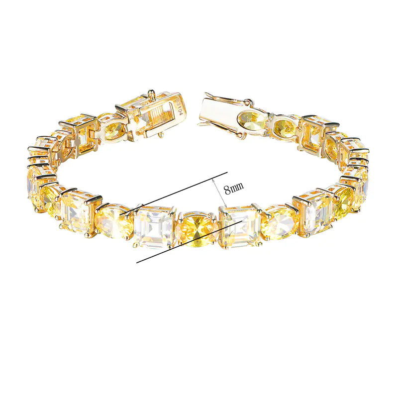 Wholesale Square and Oval Created Yellow Diamond Tennis Bracelet