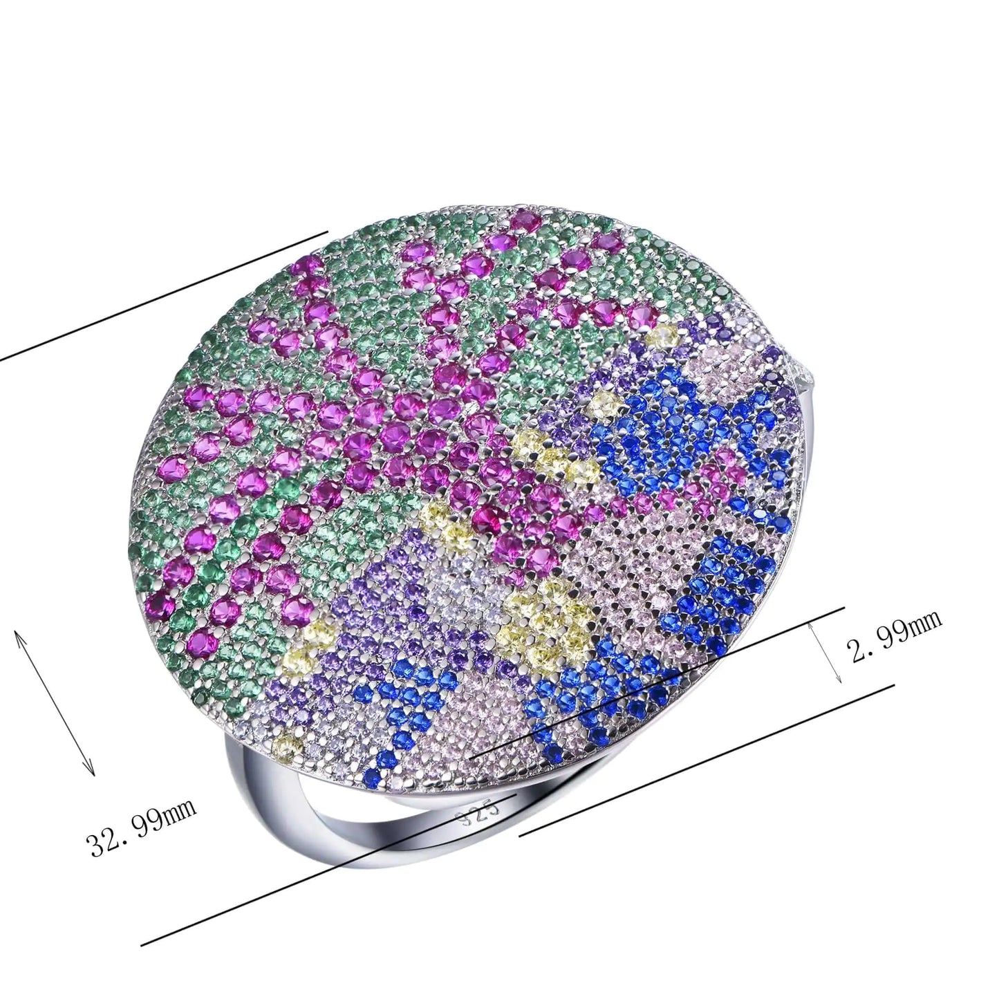 Wholeslae Silver Mult Color Gem Round Shaped Engagement Ring