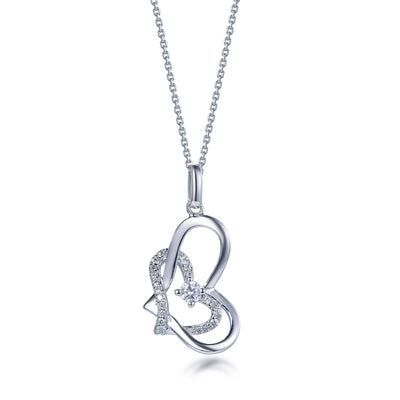 Women 18k gold plated heart pendant necklace 925 sterling silver heart pendant pave AAA CZ heart pendant Kirin Jewelry