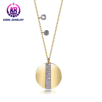 Women party jewelry 925 sterling silver Delicate disc diamond necklace Kirin Jewelry