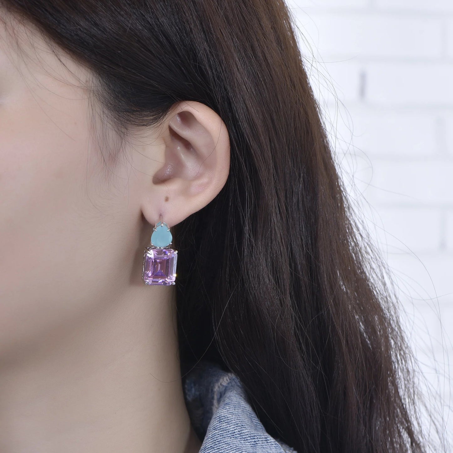 boucle d'oreille bridal silver stud earring vintage baguette diamond earrings for Women 925 sterling silver earrings Kirin Jewelry