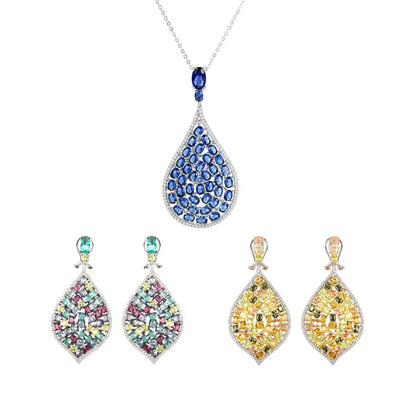 conjunto de joyas pendientes colgantes 925 silver necklace earrings and pendant set earrings and necklaces sets pendant earrings Kirin Jewelry