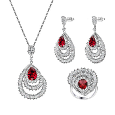 conjuntos de joyas AAA CZ red corundum fine jewellery sets for Women jewelry set bridesmaid jewelry sets Kirin Jewelry