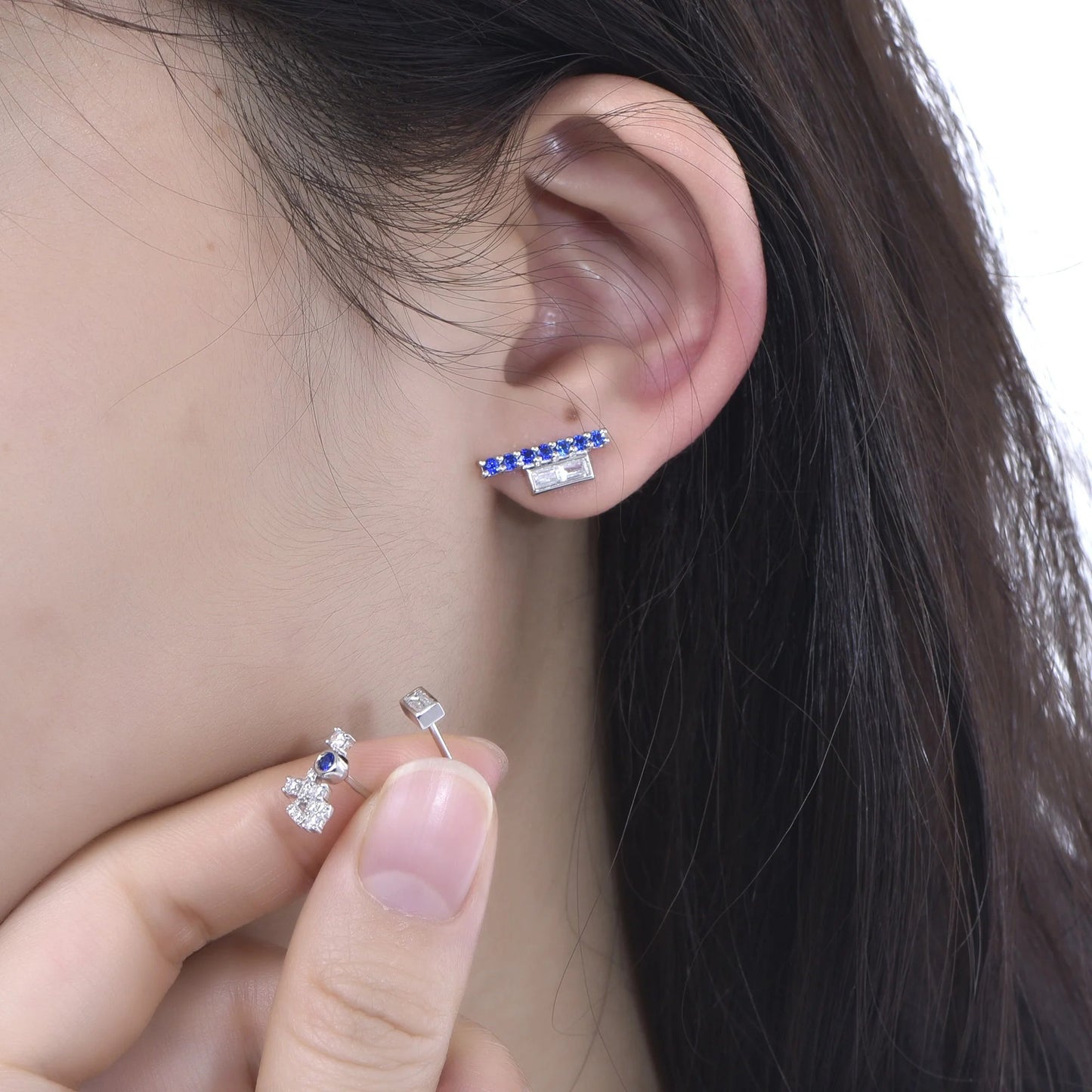 for Women long chain tassel earrings dropping stud chain earrings custom dangle cuff with cz diamond 925 chain drop earrings Kirin Jewelry