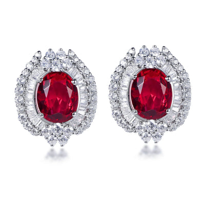 red corundum gemstone fine earrings natural ruby 925 sterling silver stud earrings Kirin Jewelry