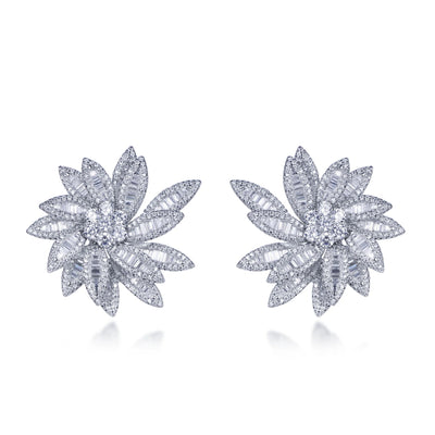 wholesale flower silver stud earrings charms women CZ gemstone stud earrings 925 sterling silver  earrings Kirin Jewelry