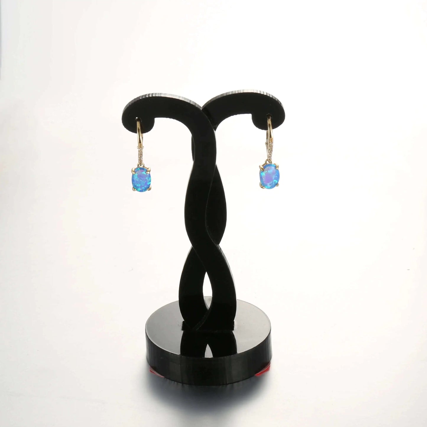 14K Gold Plated 925 Silver Sapphire Leverback Earrings - Wholesale