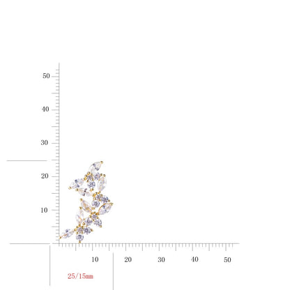 14K Gold Plated Marquise CZ Ear Climber Earrings Wholesale