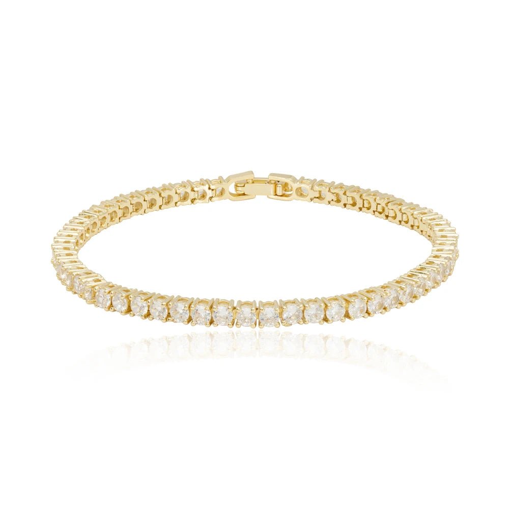 14K Gold Plated Silver Tennis Bracelet Cubic Zirconia Classic Tennis Bracelet Gold Bracelets for Women Kirin Jewelry