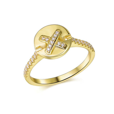 14k gold plated non tarnish rings 18k gold plated rings letter gold plated classical simple diamond rings Kirin Jewelry