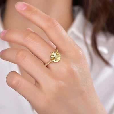 14k gold plated non tarnish rings 18k gold plated rings letter gold plated classical simple diamond rings Kirin Jewelry