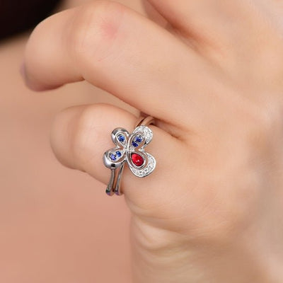 18K gold gemstone ring butterfly with ruby sapphire diamond_KR40209 Kirin Jewelry