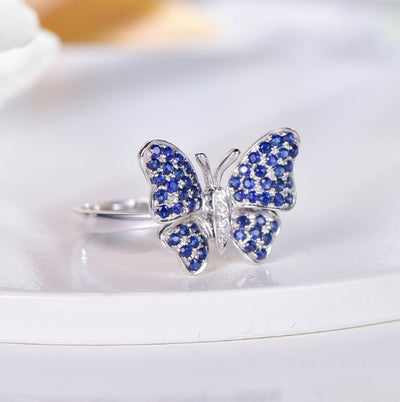 18K gold gemstone ring butterfly with sapphire diamond_KR40206 Kirin Jewelry