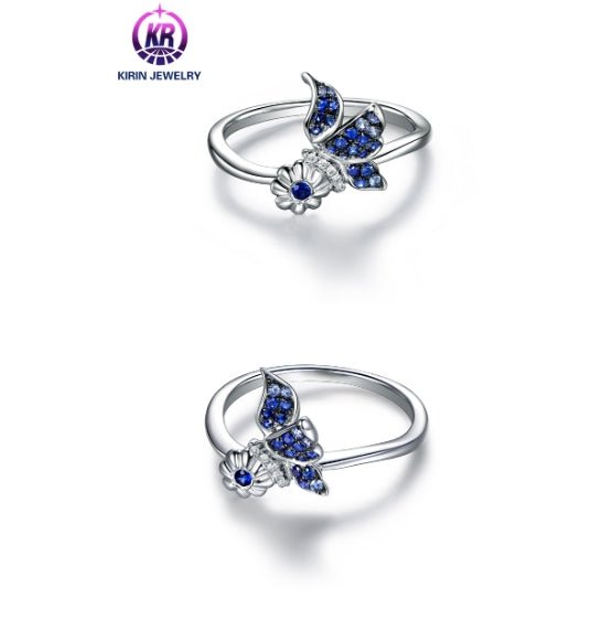 18K gold gemstone ring butterfly with sapphire diamond_KR60703 Kirin Jewelry