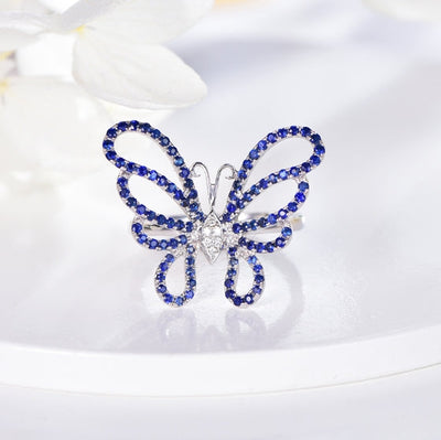 18K gold gemstone ring fashionable_butterfly with sapphire diamond_KR40202 Kirin Jewelry