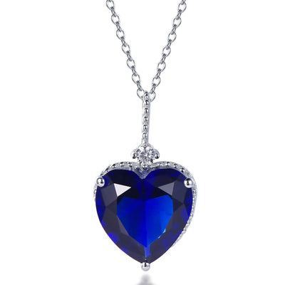 18k gold plated heart pendant dark blue gem s925 heart pendant for necklace sterling silver pendant Kirin Jewelry