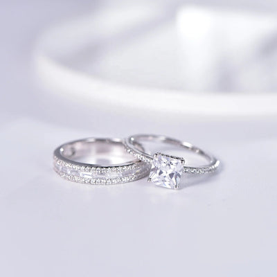 18k white gold wedding ring 925 silver engagement rings set 925 wedding ring set Kirin Jewelry