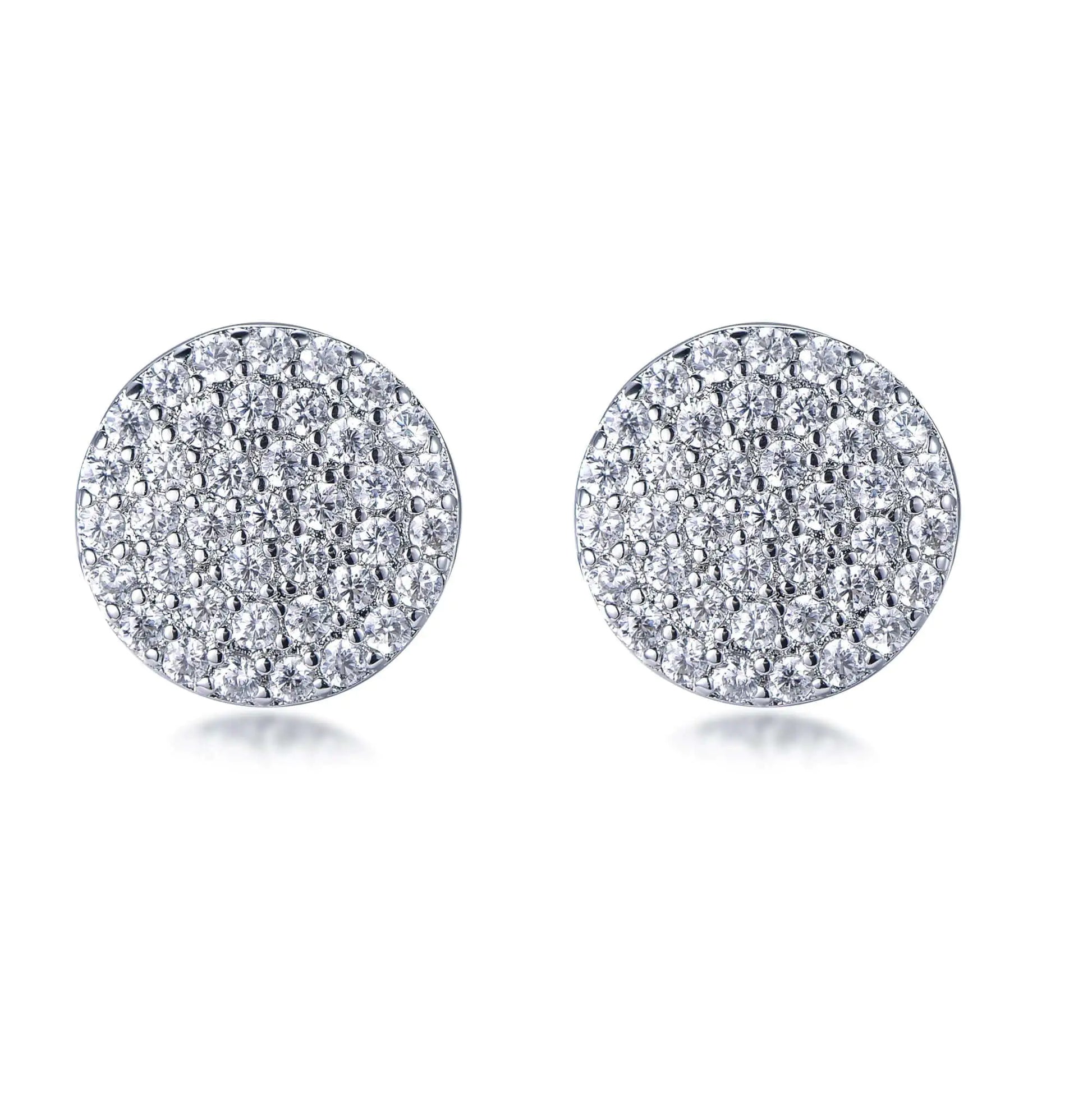 925 Sterling Silver Rhodium Plated CZ Round Cut Cluster Stud Earrings