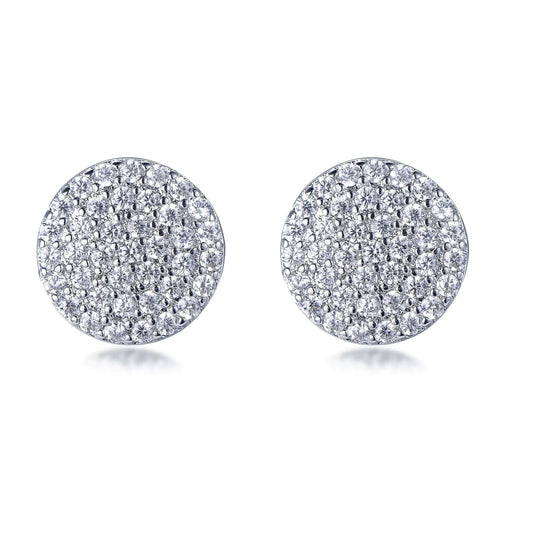 925 Sterling Silver Rhodium Plated CZ Round Cut Cluster Stud Earrings