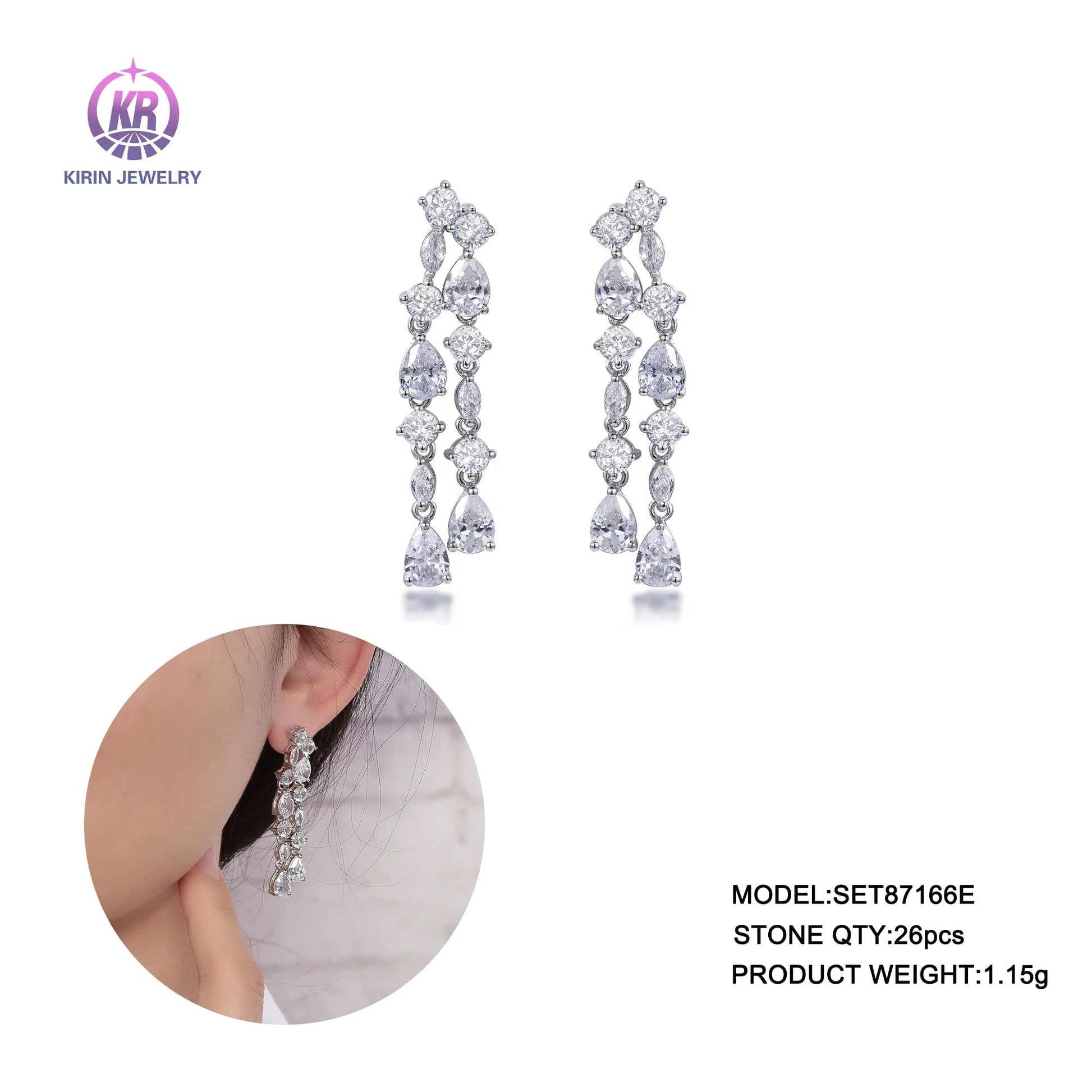 925 Sterling Silver Rhodium Plated Pear Cut CZ Bridal Drop Earrings for Women | Wholesale