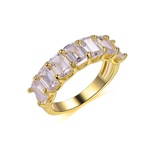 925 Sterling Silver Rings 18k yellow gold plated diamond ring baguette cubic zircon rings for woman Kirin Jewelry