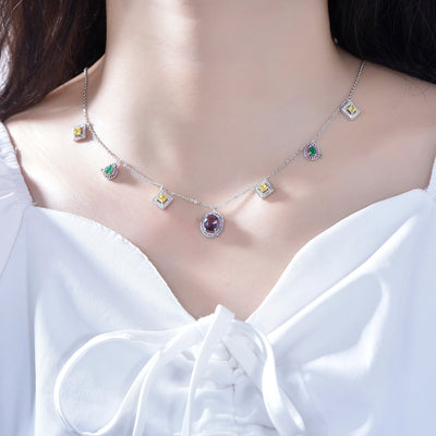 925 Sterling silver zircon gold plated gem stone fashion pendant jewelry Cubic Zirconia necklace for women Kirin Jewelry