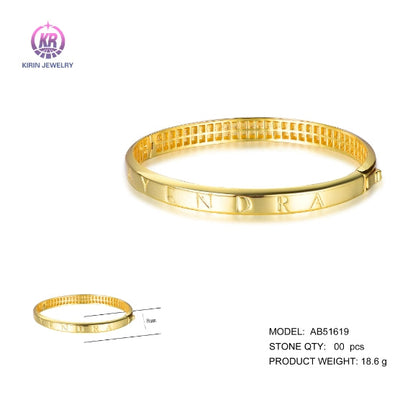 925 silver bangle with 14K gold plating AB51619 Kirin Jewelry