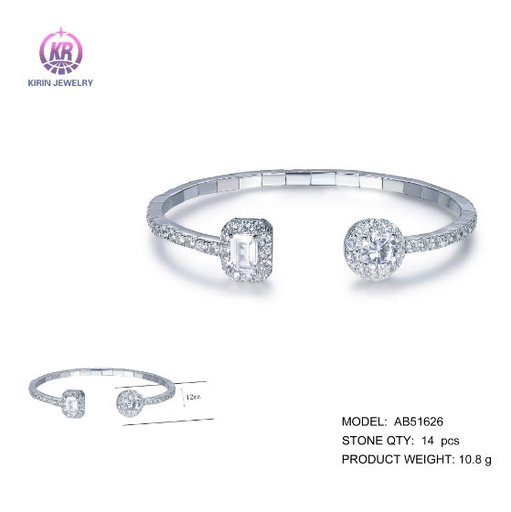925 silver bangle with rhodium plating CZ AB51626 Kirin Jewelry