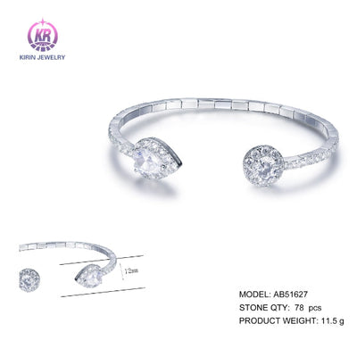 925 silver bangle with rhodium plating CZ AB51627 Kirin Jewelry