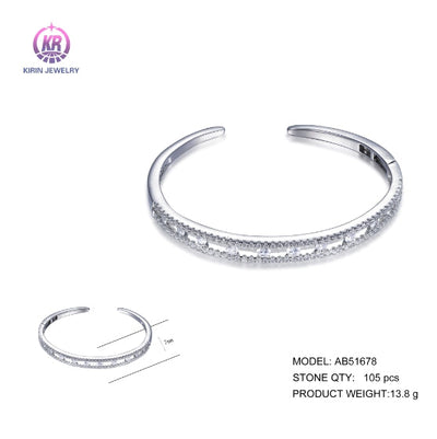 925 silver bangle with rhodium plating CZ AB51678 Kirin Jewelry