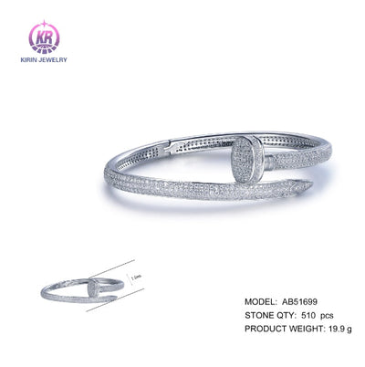 925 silver bangle with rhodium plating CZ AB51699 Kirin Jewelry