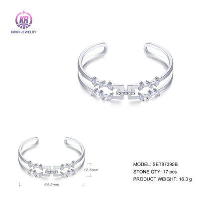 925 silver bangle with rhodium plating CZ SET87395B-1 Kirin Jewelry
