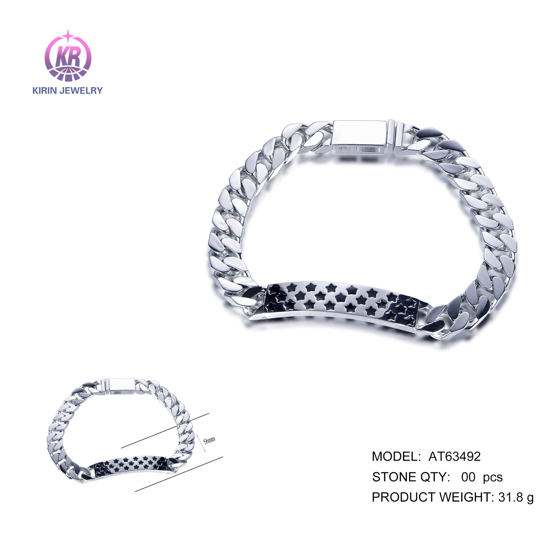 925 silver bracelet with rhodium plating AT63492