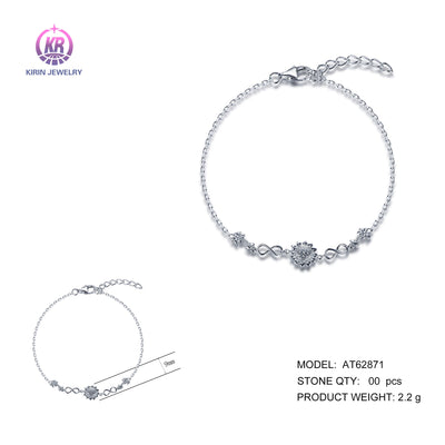 925 silver bracelet with rhodium plating CZ 62871 Kirin Jewelry