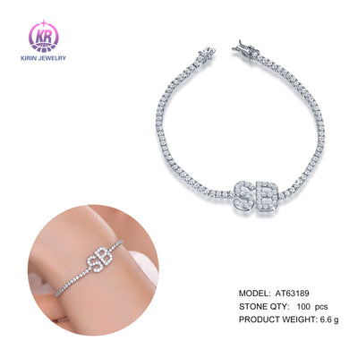 925 silver bracelet with rhodium plating CZ 63189 Kirin Jewelry