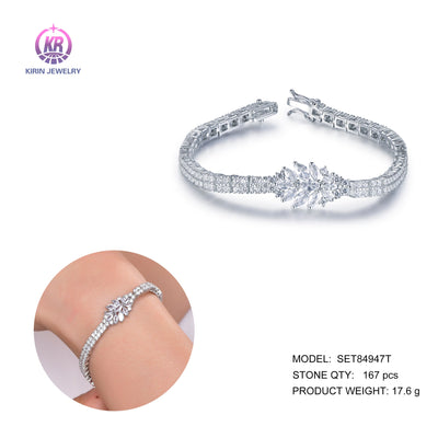 925 silver bracelet with rhodium plating CZ 84847 Kirin Jewelry
