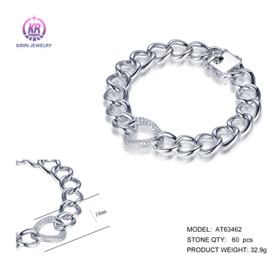 925 silver bracelet with rhodium plating CZ AT63462 Kirin Jewelry