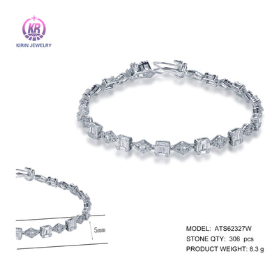 925 silver bracelet with rhodium plating baguette CZ ATS62327W Kirin Jewelry