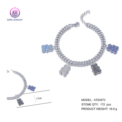 925 silver bracelet with rhodium plating color CZ AT63573 Kirin Jewelry