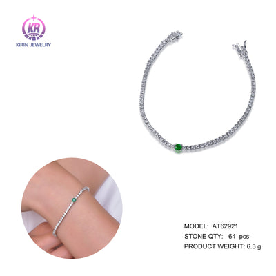 925 silver bracelet with rhodium plating emerald CZ 62921 Kirin Jewelry