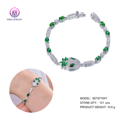 925 silver bracelet with rhodium plating emerald CZ 87164 Kirin Jewelry