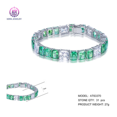 925 silver bracelet with rhodium plating emerald CZ AT63370 Kirin Jewelry