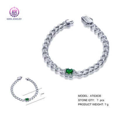 925 silver bracelet with rhodium plating emerald CZ AT63636 Kirin Jewelry