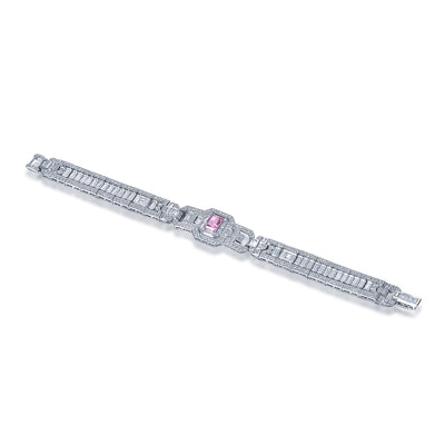 925 silver bracelet with rhodium plating pink CZ 61733 Kirin Jewelry